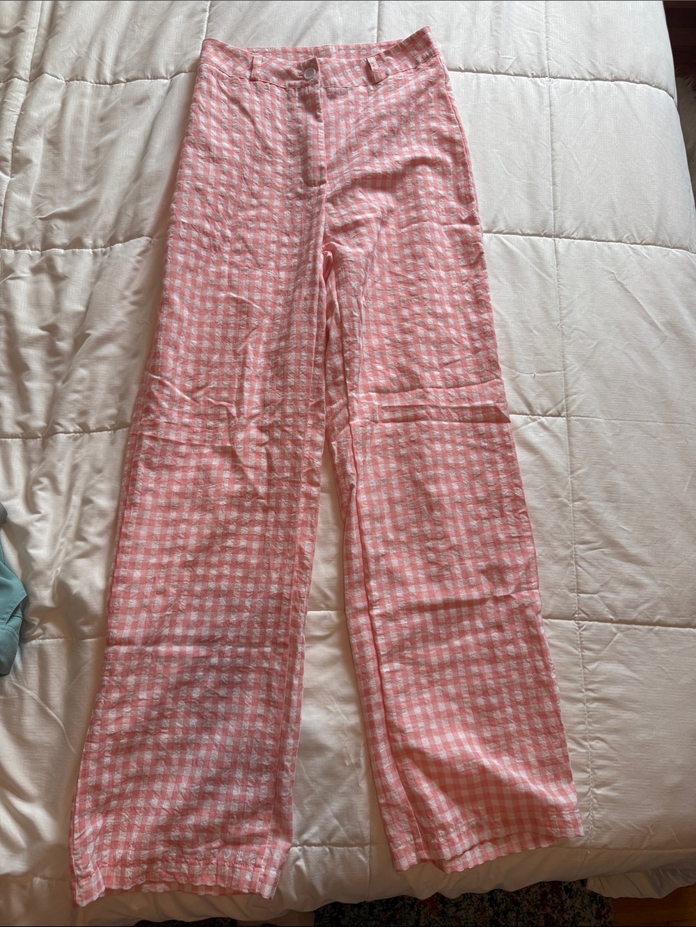 Womens Pink Gingham  Pants
